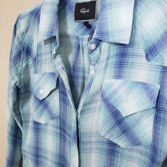 Sold Rails Gauzy Plaid Top - Picture 2 of 6